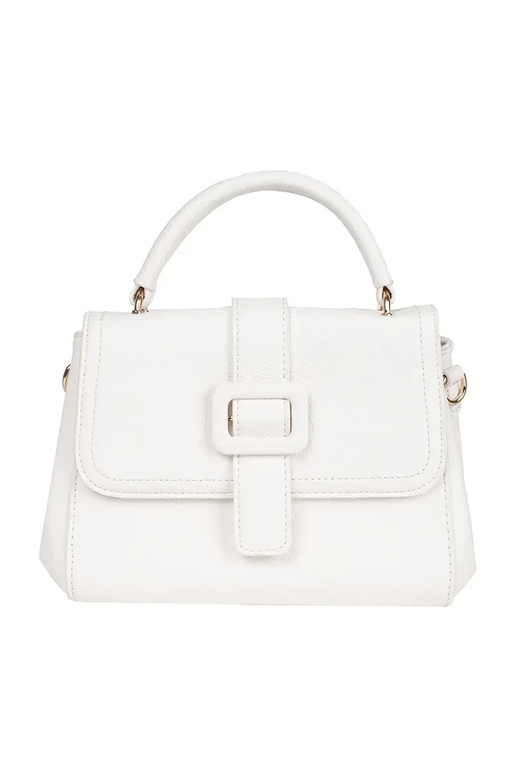 Biela malá kabelka so zlatými prvkami