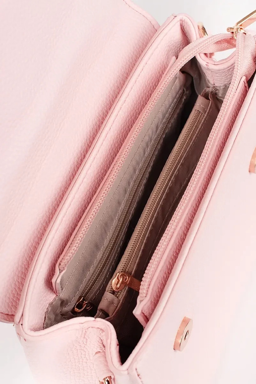 Ružová malá kabelka so zlatými prvkami