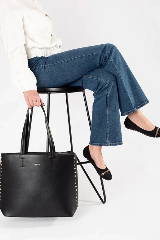 veľká čierna shopper taška s cvokmi