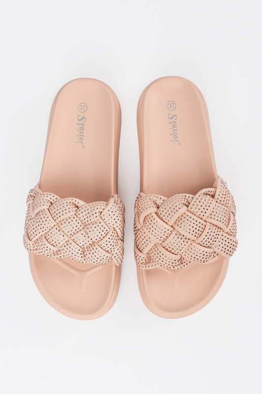 Šľapky s kryštálmi ružovej farby Šľapky s kryštálmi ružovej farby