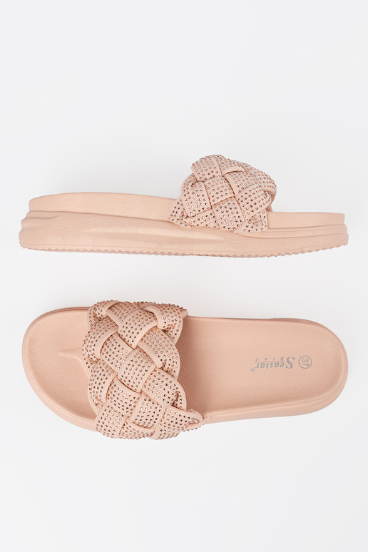 Šľapky s kryštálmi ružovej farby Šľapky s kryštálmi ružovej farby