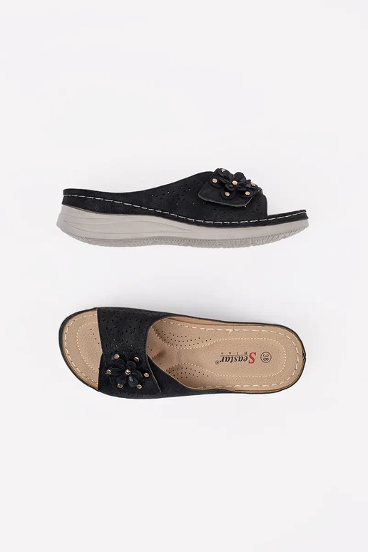 čierne šľapky pre ženy na hrubej...