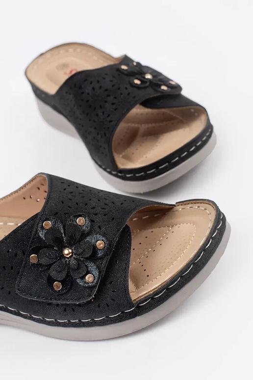 čierne šľapky pre ženy na hrubej...