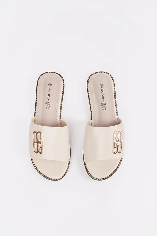 slonovinové dámske šľapky na plochom...