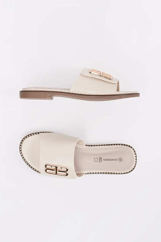 slonovinové dámske šľapky na plochom...