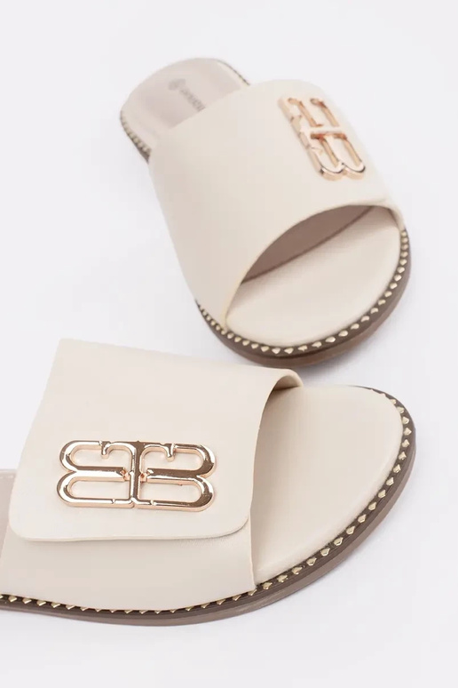 slonovinové dámske šľapky na plochom...