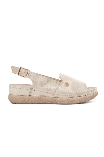 Zlaté sandále so koženou...