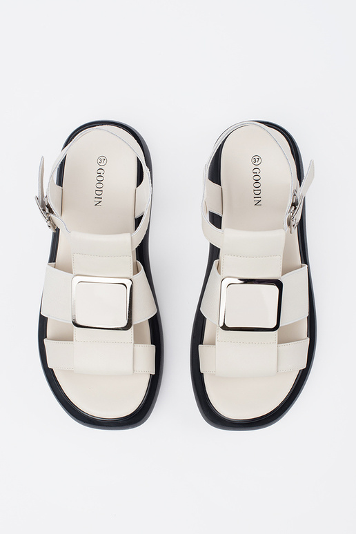 slonovinové kožené elegantné sandále...