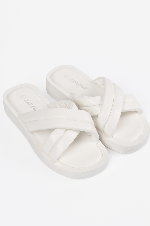 Dámske šľapky s platformou biele Dámske šľapky s platformou biele