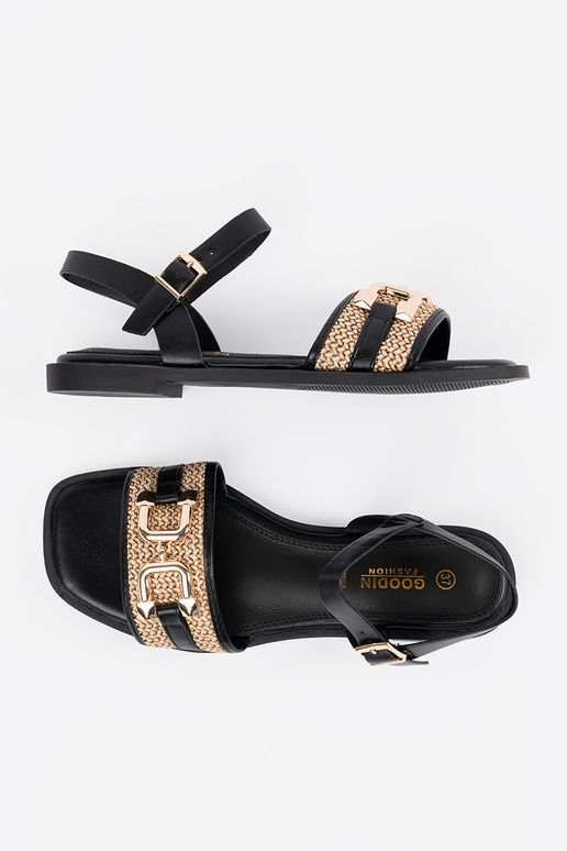 Dámske čierne sandále s koženou stielkou