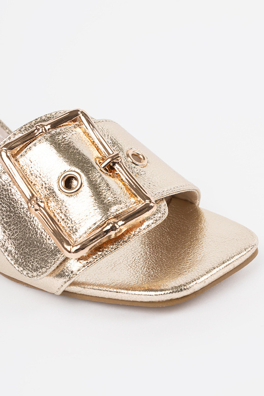 Dámske zlaté šľapky na podpätku s...