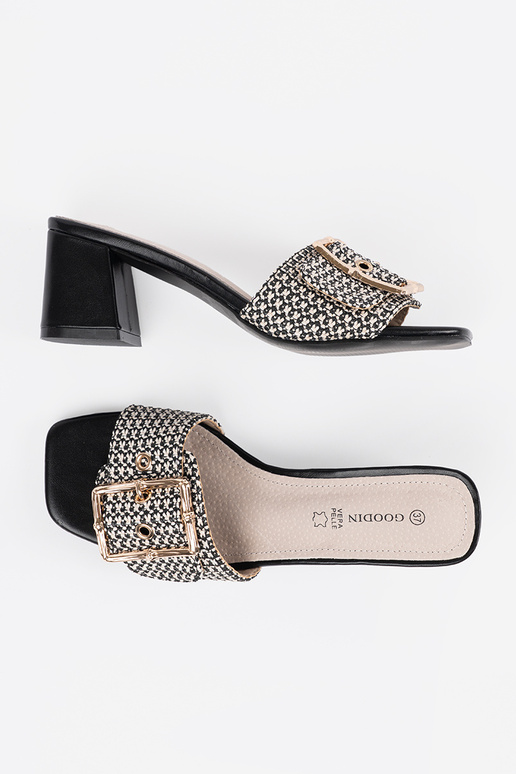 Dámske čierno-biele šľapky na...