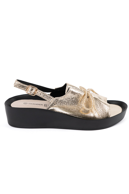 Zlaté dámske sandále na platforme s...