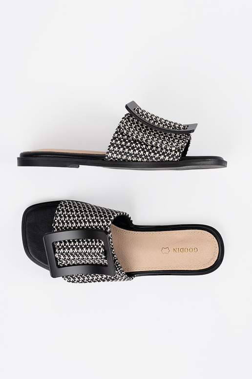 Čierno-biele ploché šľapky Čierno-biele ploché šľapky