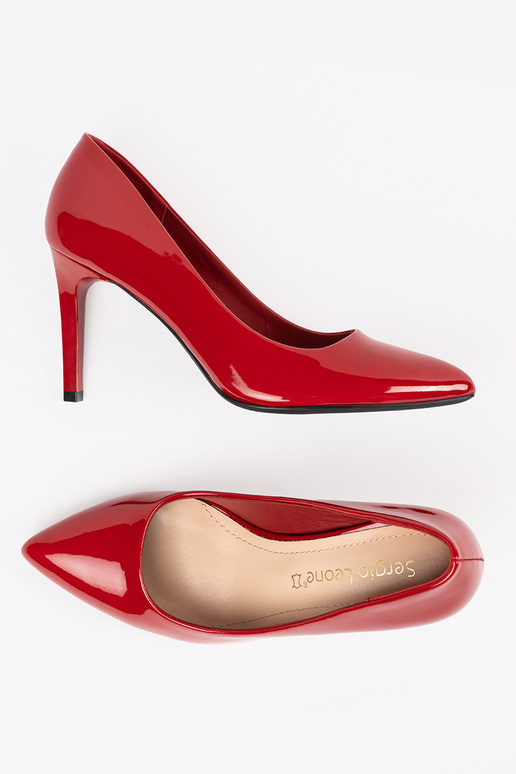 Červené kožené dámske lodičky Sergio...