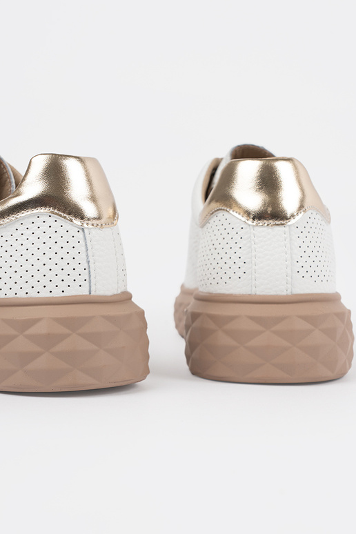 Bielo-pieskové kožené dámske tenisky...