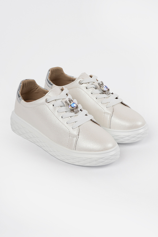 Biele-strieborné kožené športové... Biele-strieborné kožené športové...