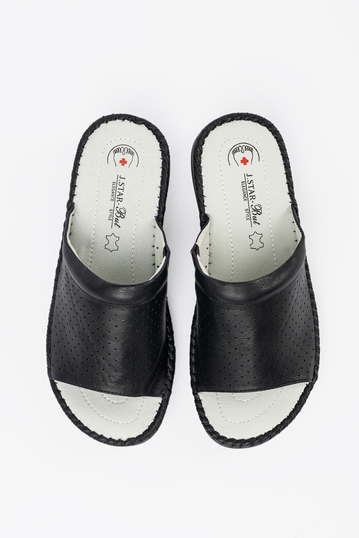 Šľapky s koženými vložkami čierne Šľapky s koženými vložkami čierne