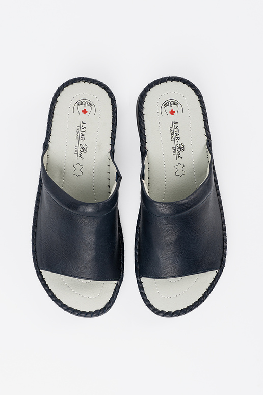 Dámske šľapky s koženými vložkami modré Dámske šľapky s koženými vložkami modré