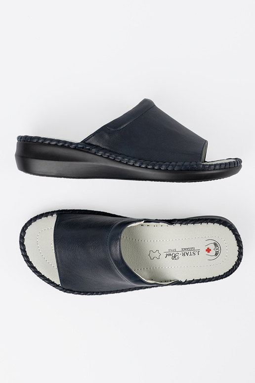 Dámske šľapky s koženými vložkami modré Dámske šľapky s koženými vložkami modré