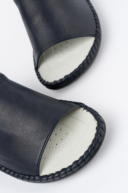 Dámske šľapky s koženými vložkami modré Dámske šľapky s koženými vložkami modré