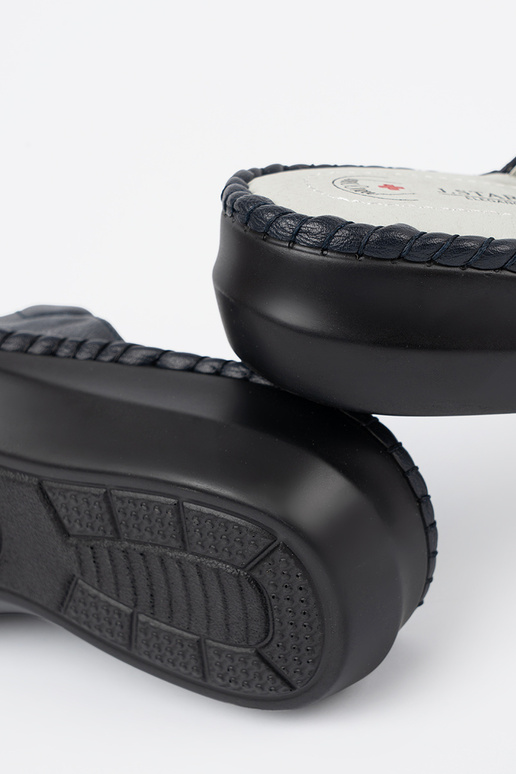 Dámske šľapky s koženými vložkami modré Dámske šľapky s koženými vložkami modré