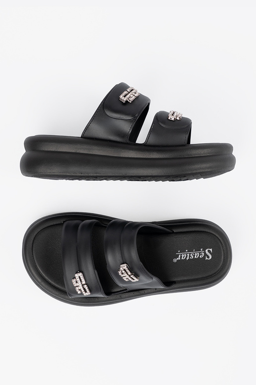 čierna papuče dámske s platformou čierna papuče dámske s platformou