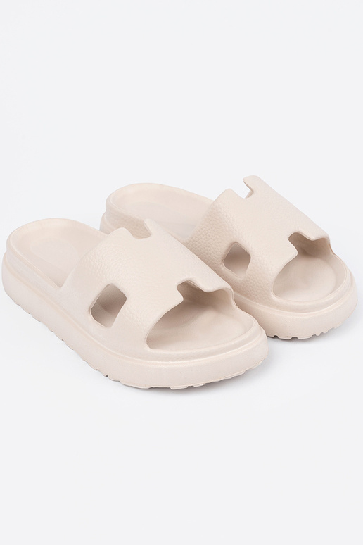 Papuče dámske s platformou svetlobéžová