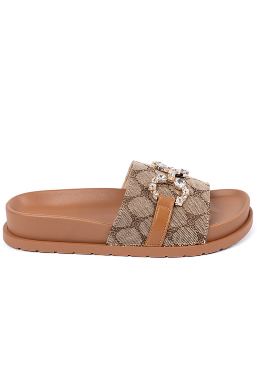 Hnedá farba papuče ze zdobieniem Hnedá farba papuče ze zdobieniem