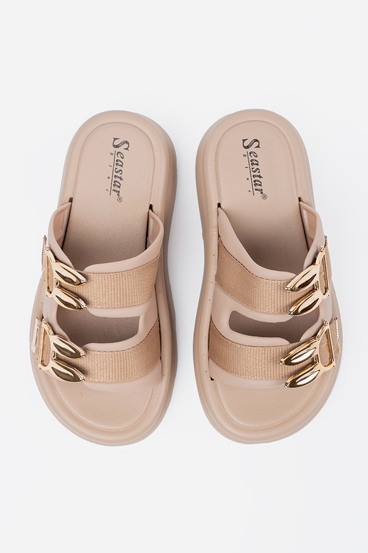 Piesková farba šľapky so zlatými...