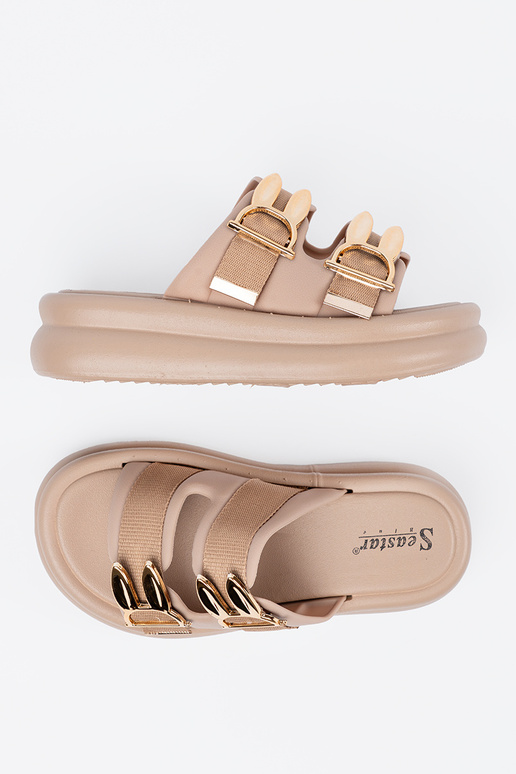 Piesková farba šľapky so zlatými...