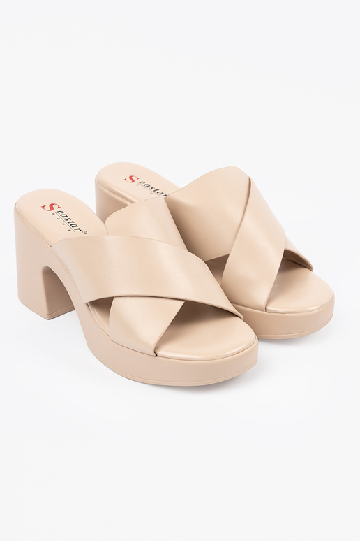 béžová papuče na päte béžová papuče na päte