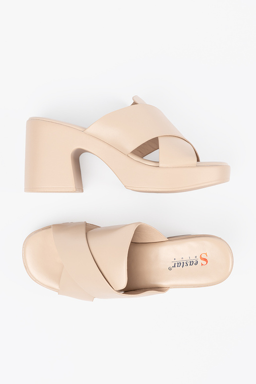 béžová papuče na päte béžová papuče na päte