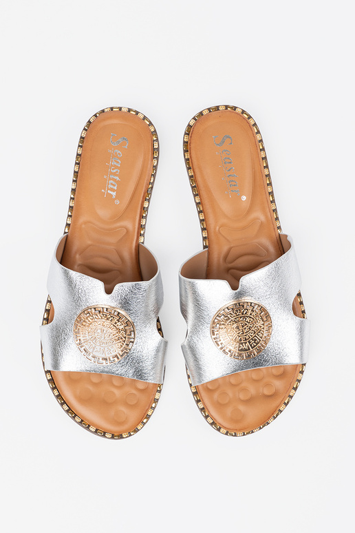 Papuče striebro so zlatým zdobením Papuče striebro so zlatým zdobením