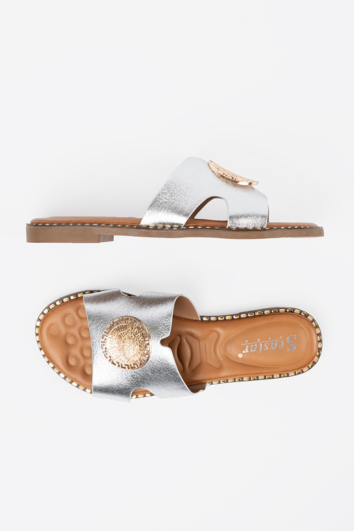 Papuče striebro so zlatým zdobením Papuče striebro so zlatým zdobením