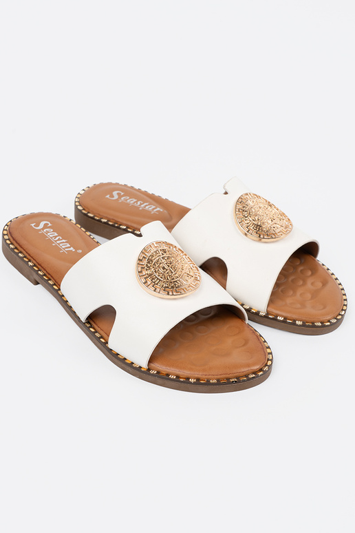 Papuče biela farba so zlatým zdobením Papuče biela farba so zlatým zdobením