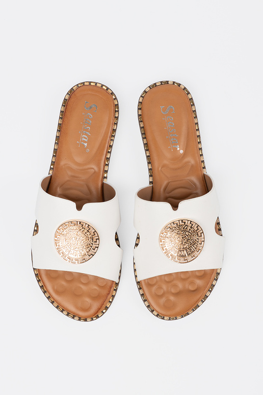 Papuče biela farba so zlatým zdobením Papuče biela farba so zlatým zdobením