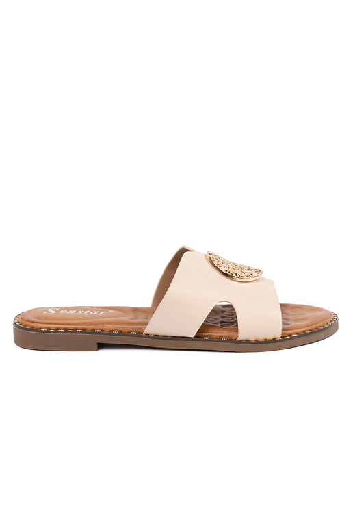 Papuče svetlobéžová so zlatým zdobením Papuče svetlobéžová so zlatým zdobením