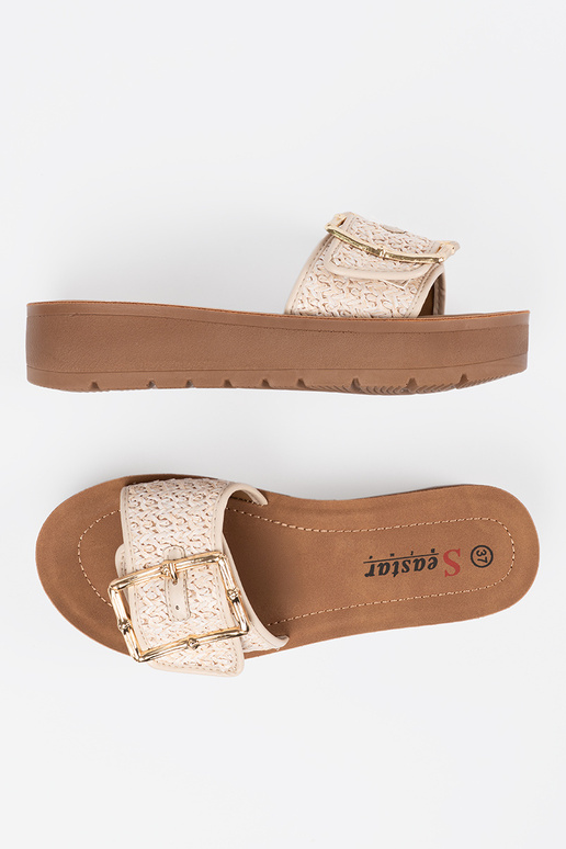 Pantofle zdobené zlatou sponou Pantofle zdobené zlatou sponou