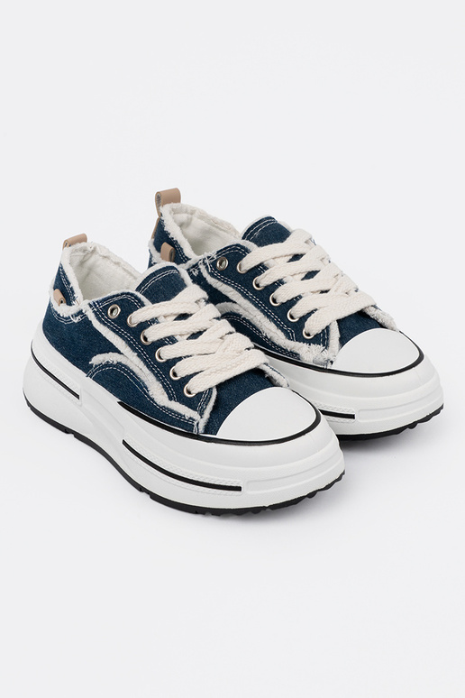 Tmavomodré dámske topánky s bielymi...