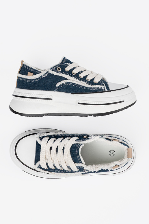 Tmavomodré dámske topánky s bielymi...