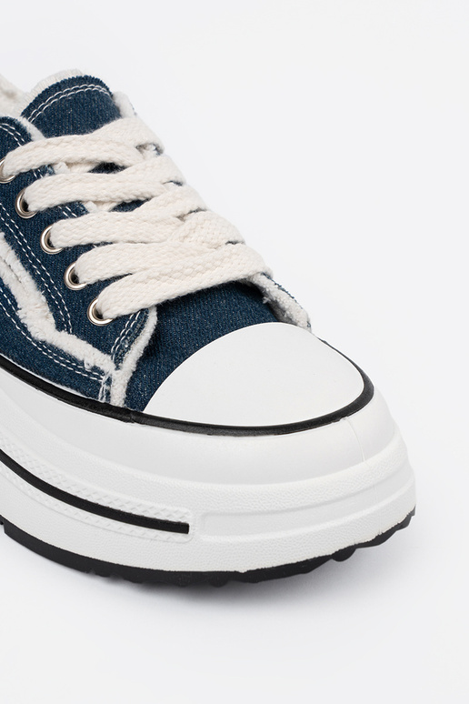 Tmavomodré dámske topánky s bielymi...