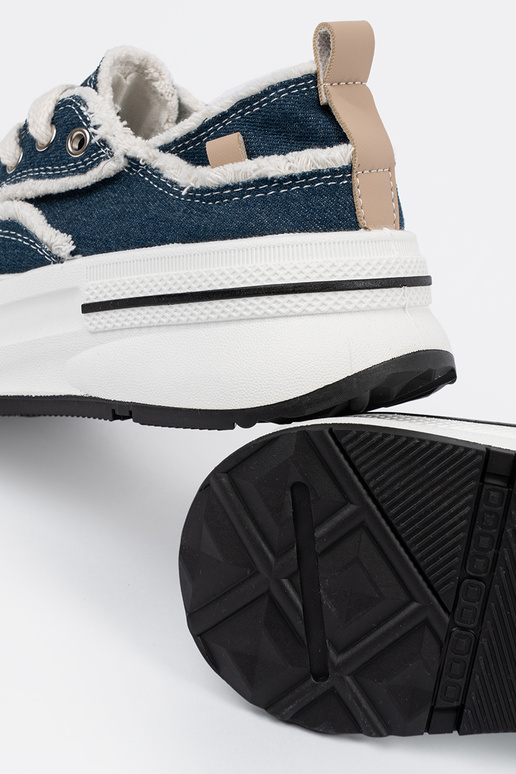 Tmavomodré dámske topánky s bielymi...