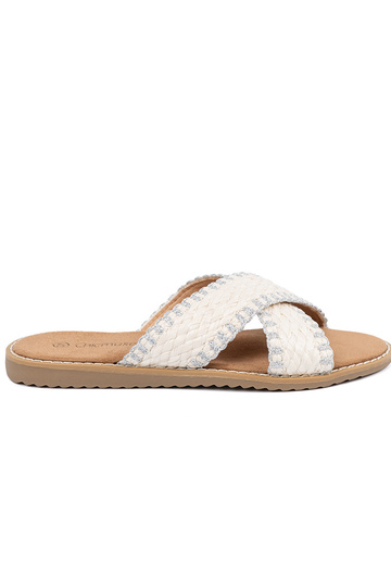 biela farba papuče opletené...