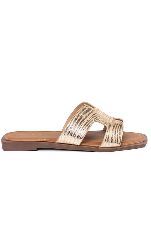 Zlaté šľapky s hranatou špičkou