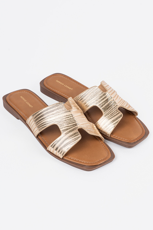 Zlaté šľapky s hranatou špičkou