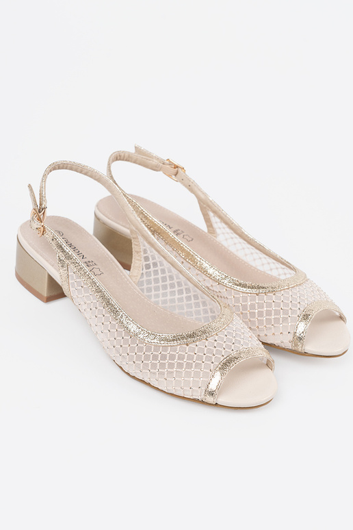 Sandále s dekoratívnou sieťkou zlatej...