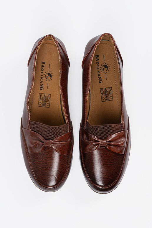 Hnedé poltopánky s uzáverom a mašľou