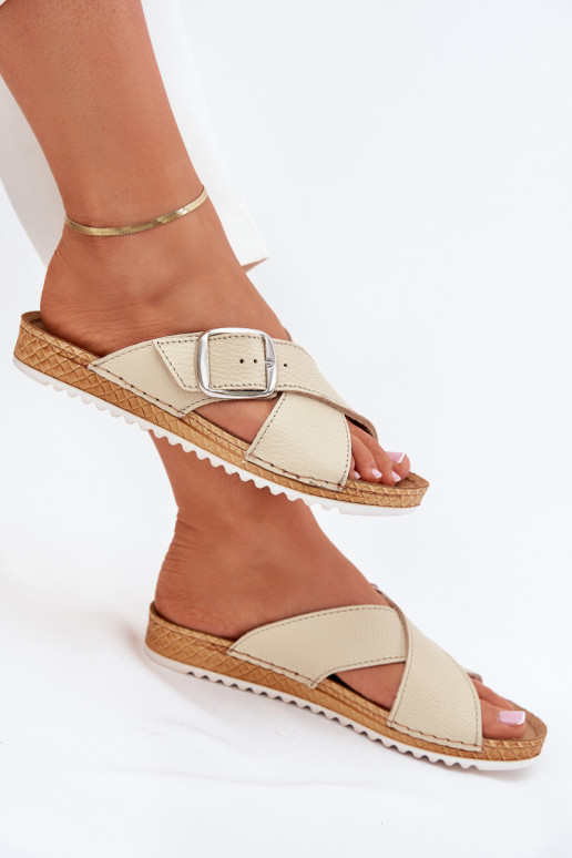 Kožené papuče Dámske s prackami Inblu VO0004GU béžová Kožené papuče Dámske s prackami Inblu VO0004GU béžová