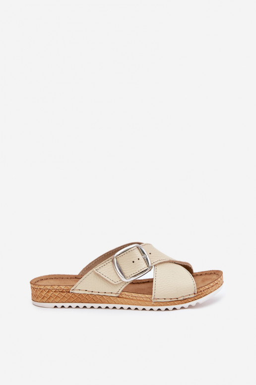 Kožené papuče Dámske s prackami Inblu VO0004GU béžová Kožené papuče Dámske s prackami Inblu VO0004GU béžová